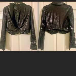 Cropped Black Sequin Jacket